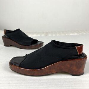 Donald J Pliner Black & Brown Wedged Platform Sole‎ Sling Back Sandals Size 7.5N